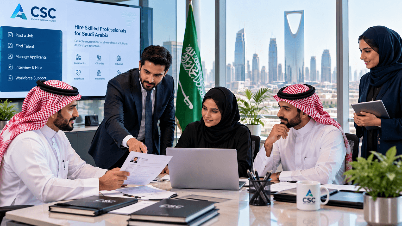 CSC employer team discussing recruitment and workforce solutions in Riyadh